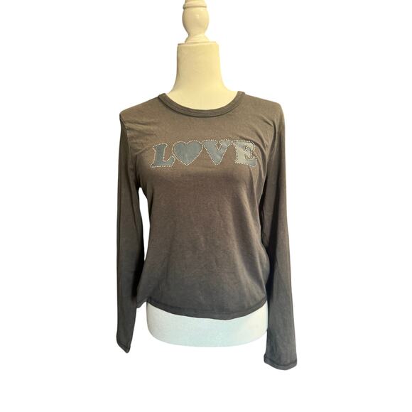 DESIGUAL Carla Love Lettering Long Sleeve Tee in Sz Large - Picture 1 of 10